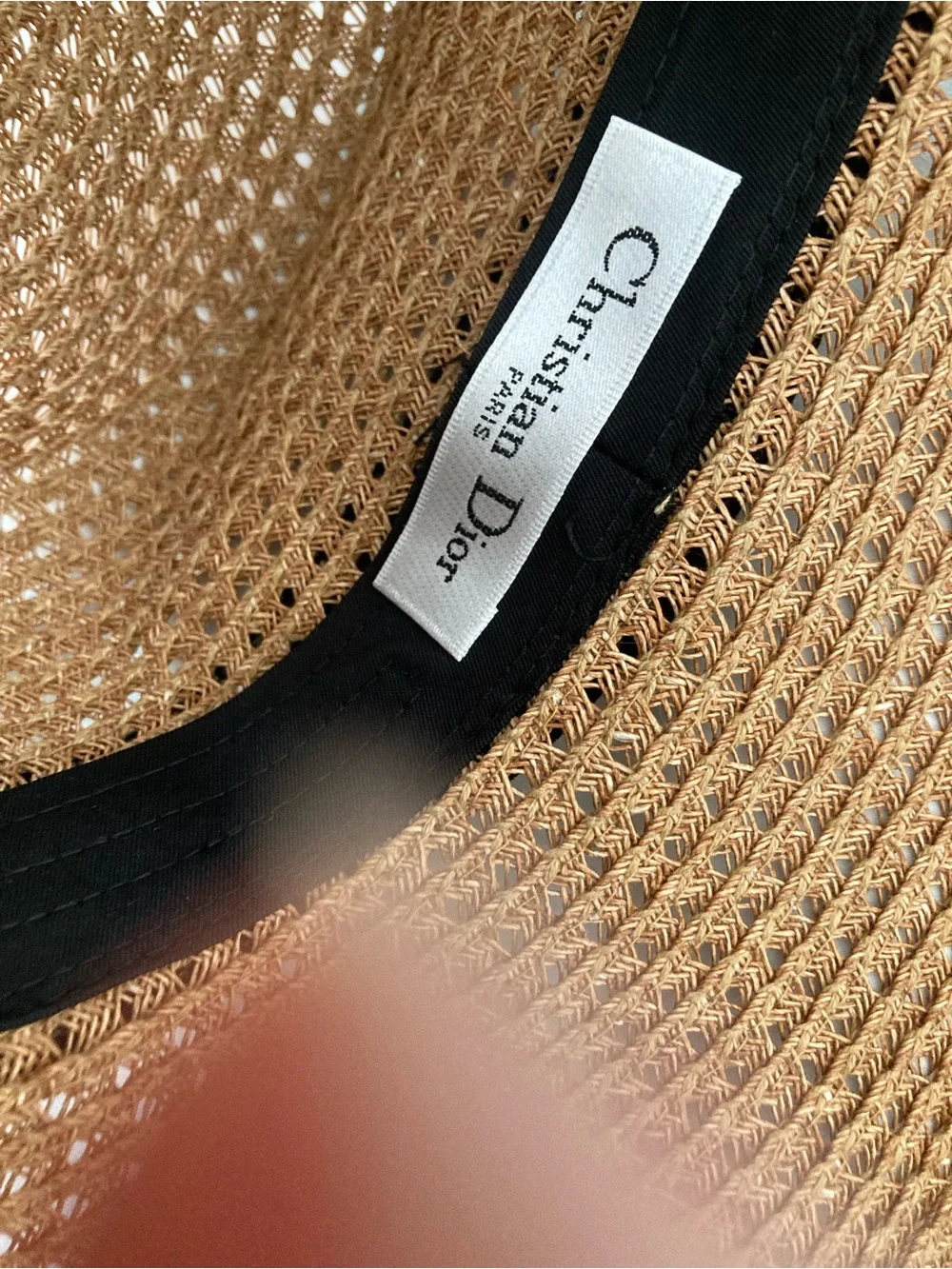 Dior Natural Straw Hat with Black Logo Band